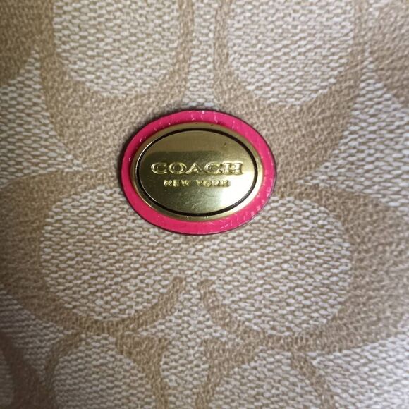 Coach Peyton Signature Cora Domed Satchel Pink & Tan EUC - Picture 7 of 8